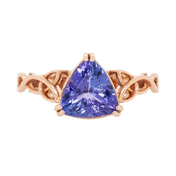 2.2cts Celtic Love Knot Tanzanite Ring in Solid 14K Rose Gold